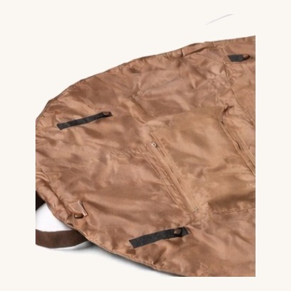 The same bag opened completely flat into a large round mat
